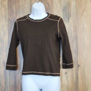 GAP Women's Cotton Brown Cropped 3/4 Sleeve Tee M